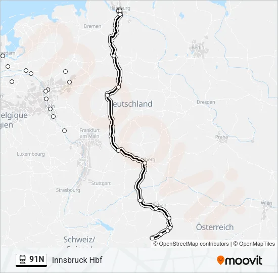 91N Train Line Map