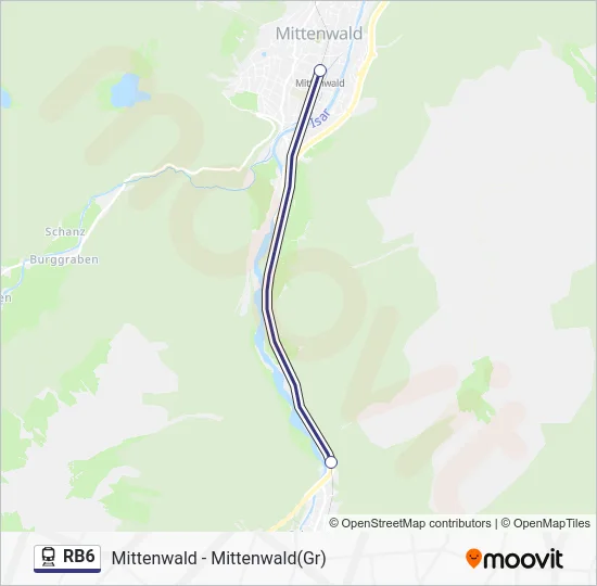 Поезд RB6: карта маршрута