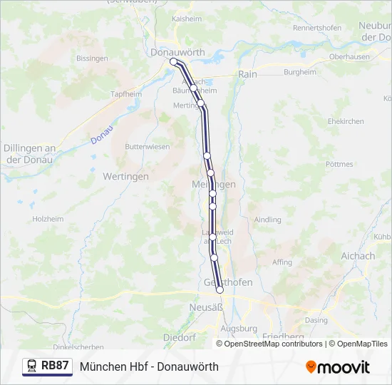 Поезд RB87: карта маршрута