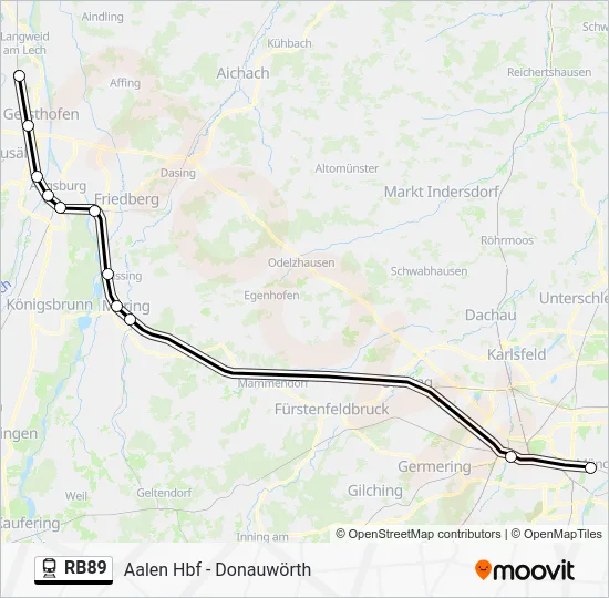 Поезд RB89: карта маршрута