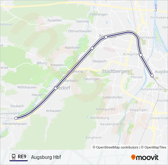 RE9 Train Line Map