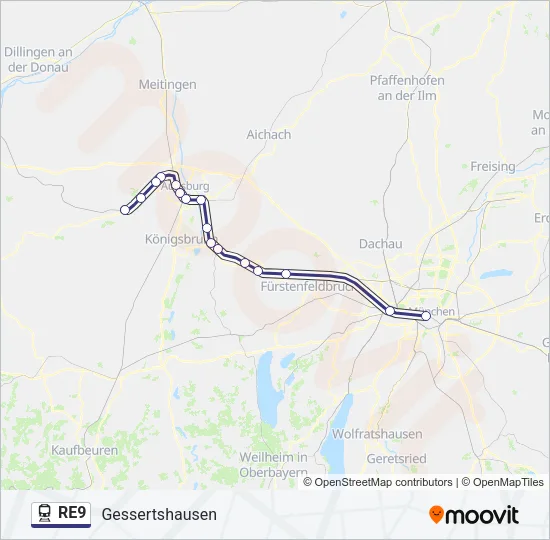 RE9 Train Line Map
