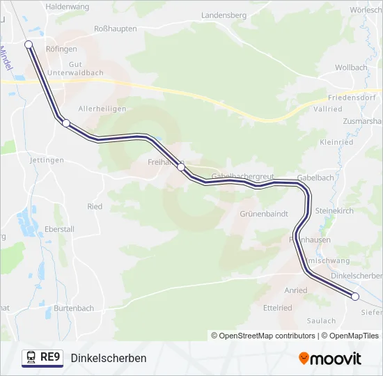 RE9 Train Line Map