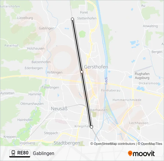 Поезд RE80: карта маршрута