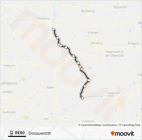 Поезд RE80: карта маршрута