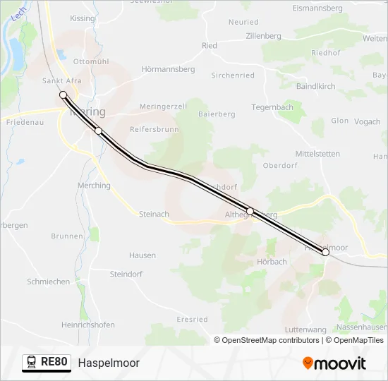 Поезд RE80: карта маршрута