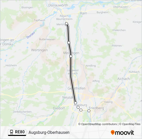 Поезд RE80: карта маршрута