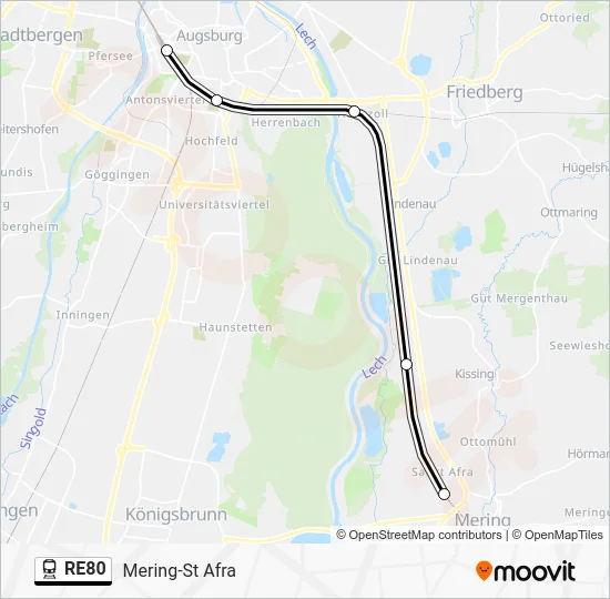 Поезд RE80: карта маршрута