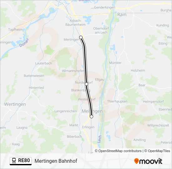 Поезд RE80: карта маршрута