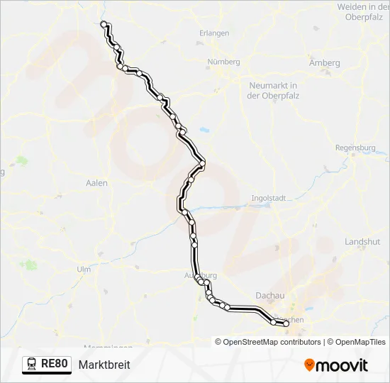 Поезд RE80: карта маршрута