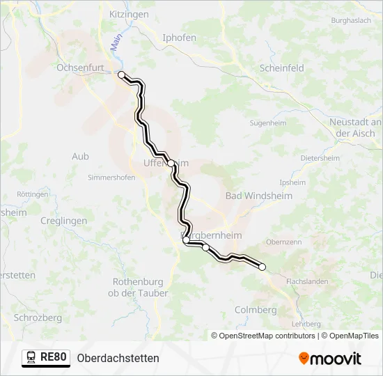 Поезд RE80: карта маршрута