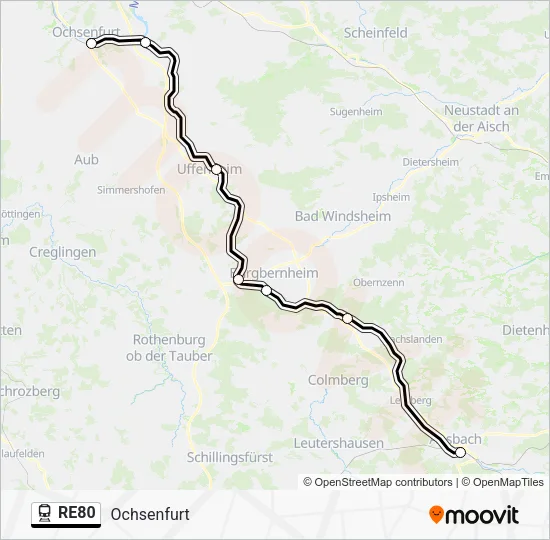 Поезд RE80: карта маршрута