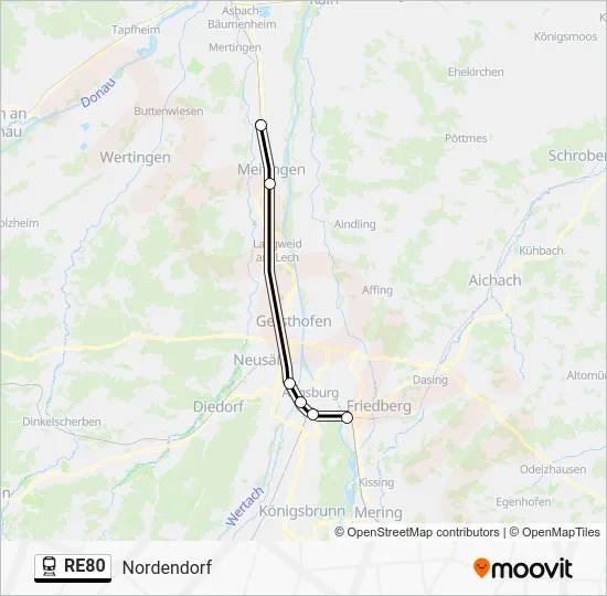 Поезд RE80: карта маршрута