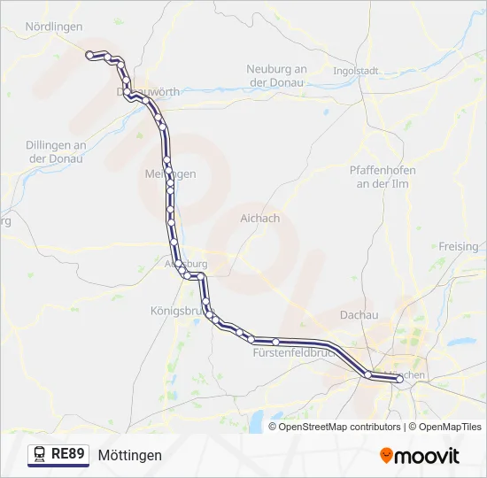 Поезд RE89: карта маршрута