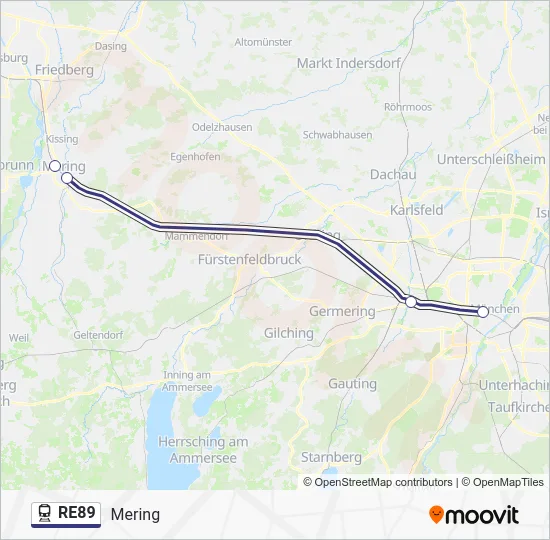 Поезд RE89: карта маршрута
