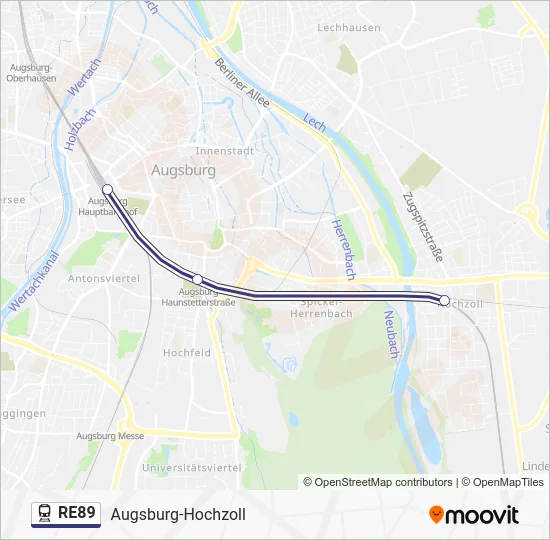 Поезд RE89: карта маршрута