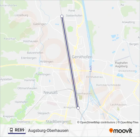 Поезд RE89: карта маршрута