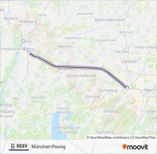 Поезд RE89: карта маршрута