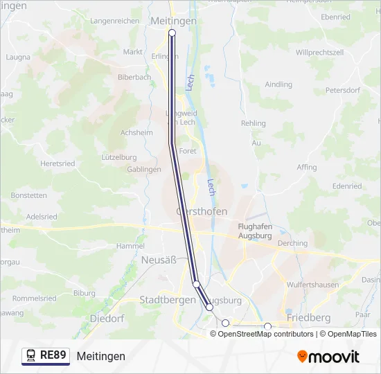 Поезд RE89: карта маршрута