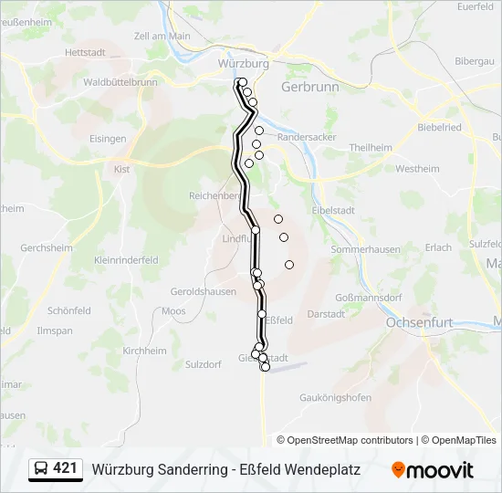 421 Bus Line Map