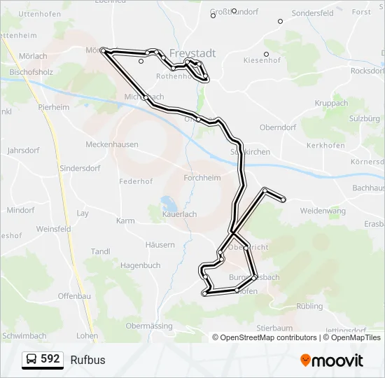 592 Bus Line Map