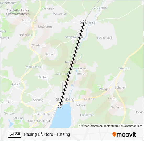 Автобус S6: карта маршрута