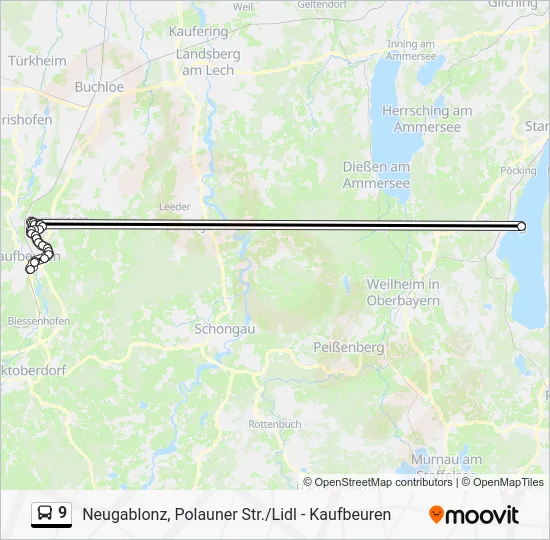 Автобус 9: карта маршрута