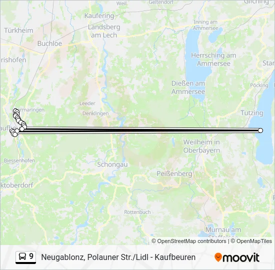 Автобус 9: карта маршрута