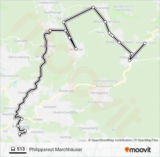 Автобус 513: карта маршрута