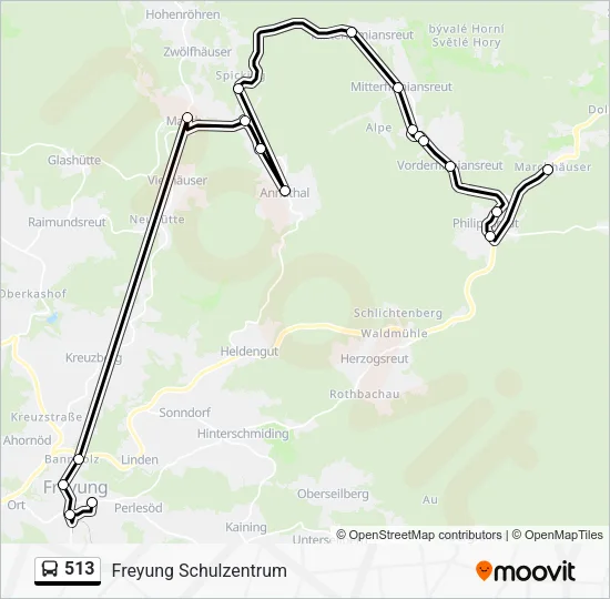 Автобус 513: карта маршрута