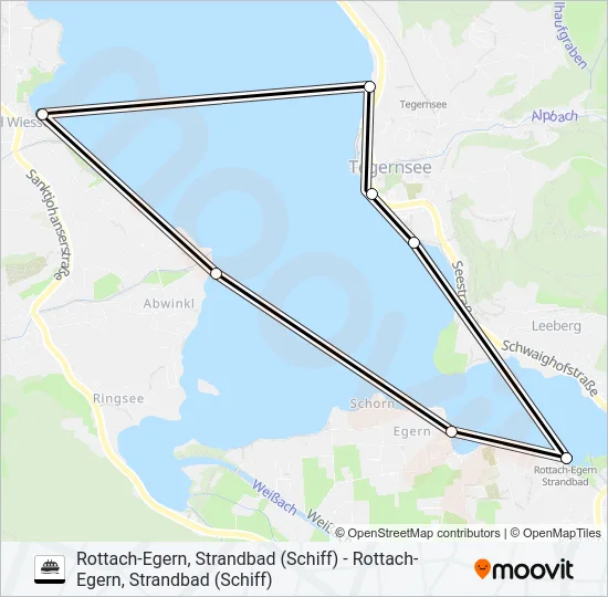 Паром TEGERNSEE-SCHIFFFAHRT: карта маршрута