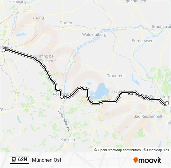 Поезд 62N: карта маршрута
