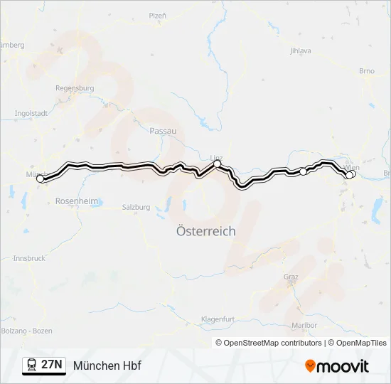 Поезд 27N: карта маршрута