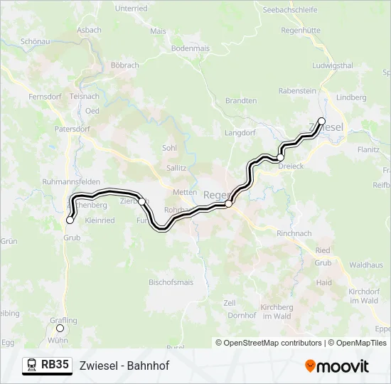 Поезд RB35: карта маршрута