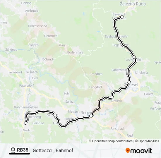 Поезд RB35: карта маршрута
