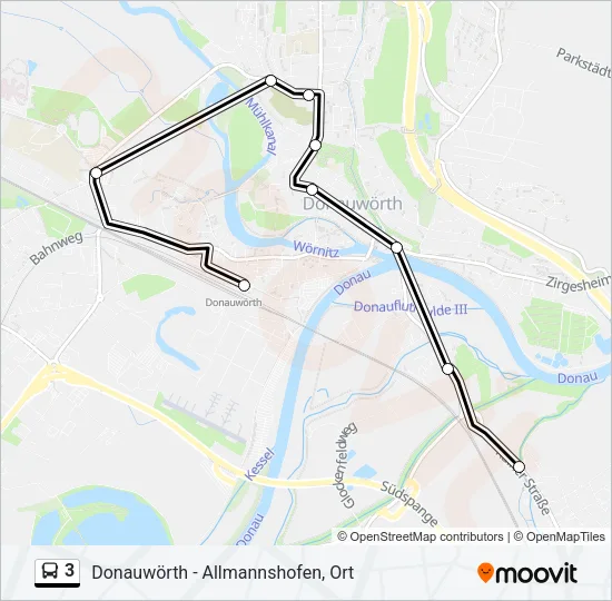Автобус 3: карта маршрута