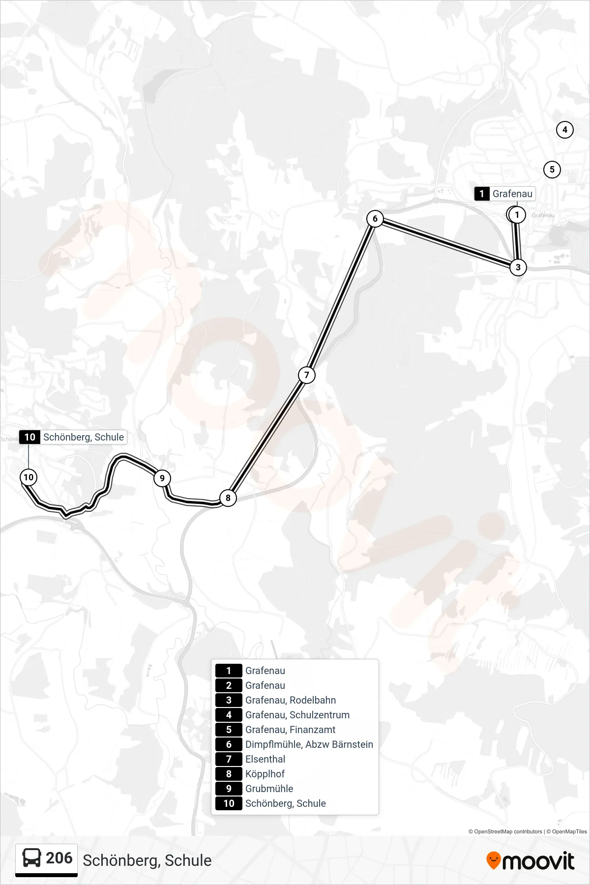 Linie 206 (Bus) Richtung Schönberg, Schule: Route und Haltestellen auf der Karte