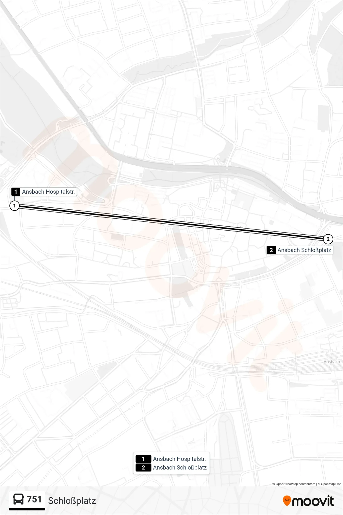Linie 751 (Bus) Richtung Schloßplatz: Route und Haltestellen auf der Karte