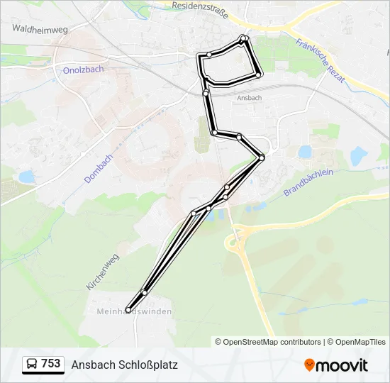 753 Bus Line Map