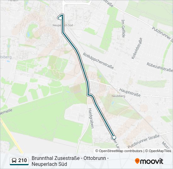 Buslinie 210 Karte