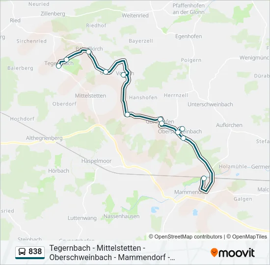 838 Bus Line Map