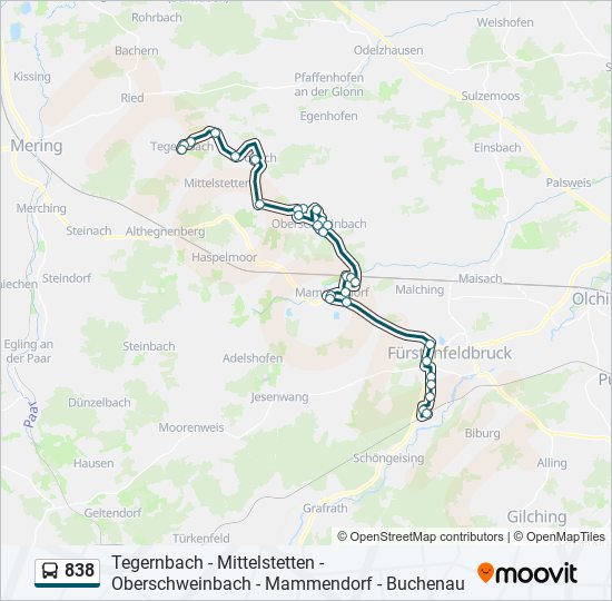 838 bus Line Map