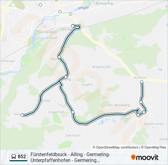 852 bus Line Map