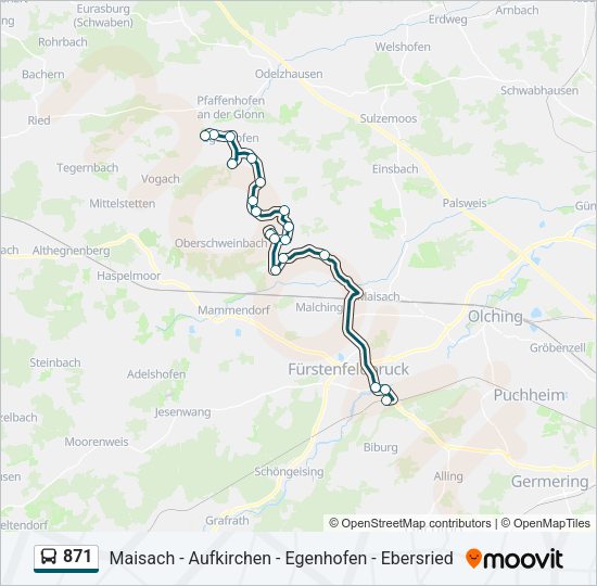 Автобус 871: карта маршрута