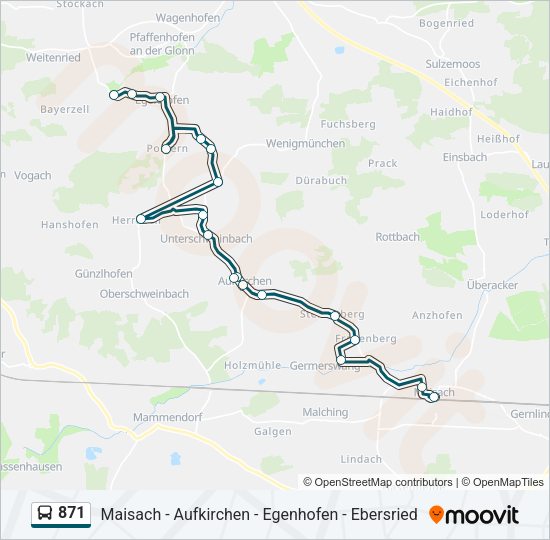 Автобус 871: карта маршрута