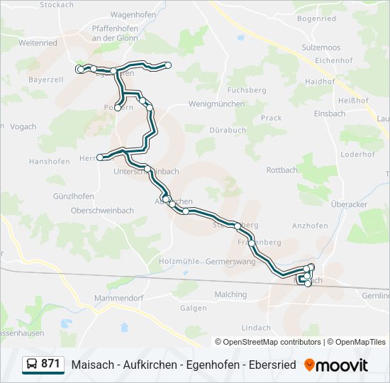 Автобус 871: карта маршрута