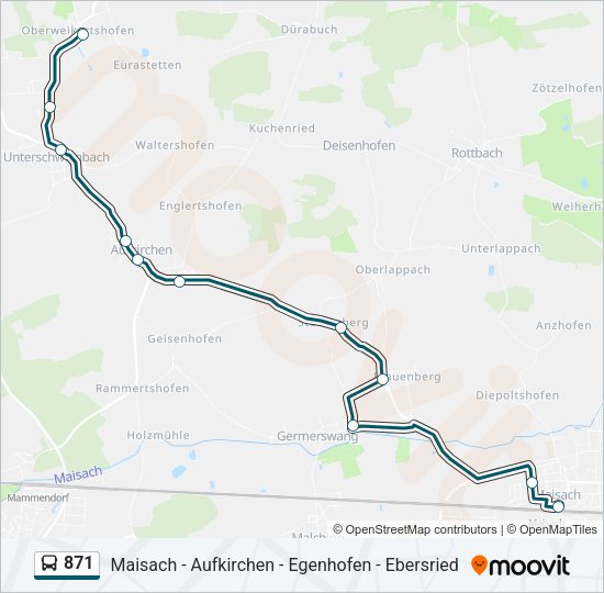 Автобус 871: карта маршрута