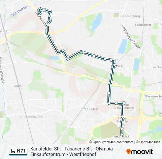 N71 Bus Line Map