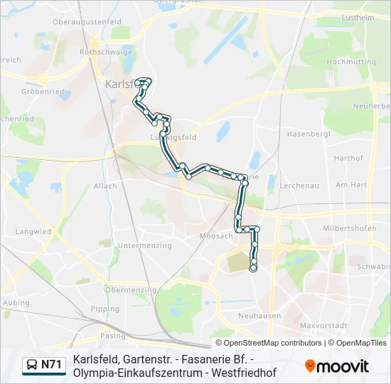 N71 Bus Line Map
