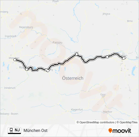 Поезд NJ: карта маршрута